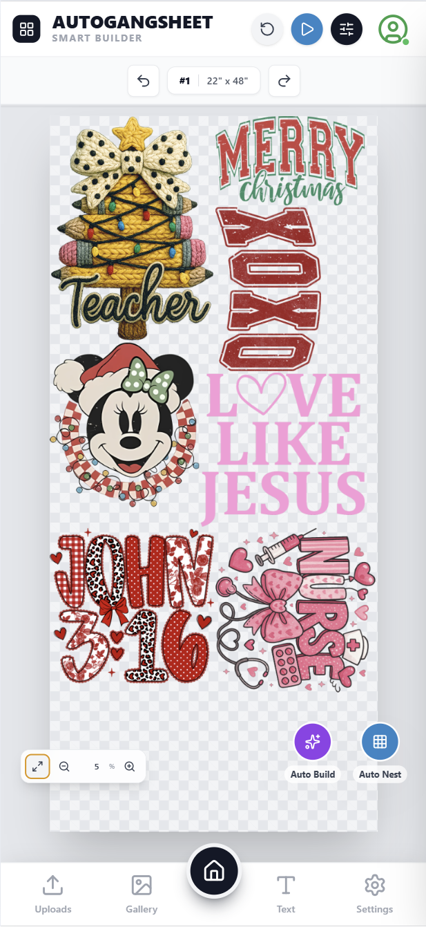 GangSheet Builder Mobile View